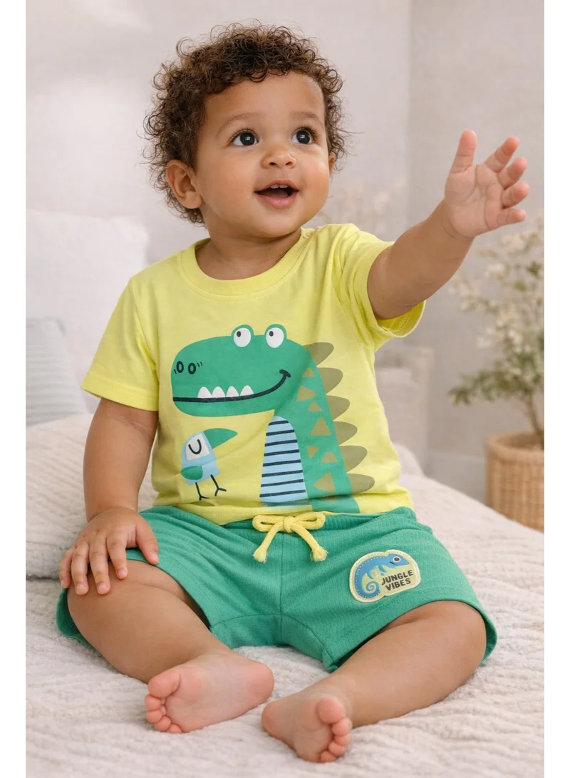 فكتور اند جين Infant Boys’ 2-Piece Set – Crocodile Graphic T-Shirt & Drawstring Shorts